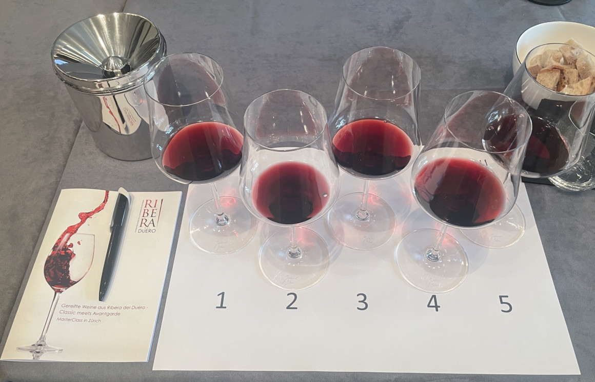 Die ersten fünf Weine der Masterclass in Zürich